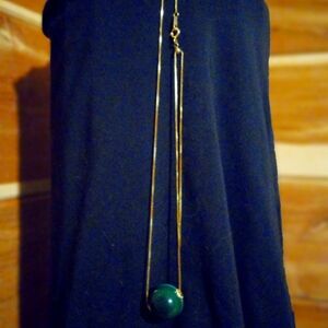Malachite and gold pendant  or choker adjustable sliding chain necklace